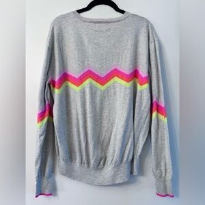 WISPR Silk Blend Grey + Neon Striped V-Neck Sweater